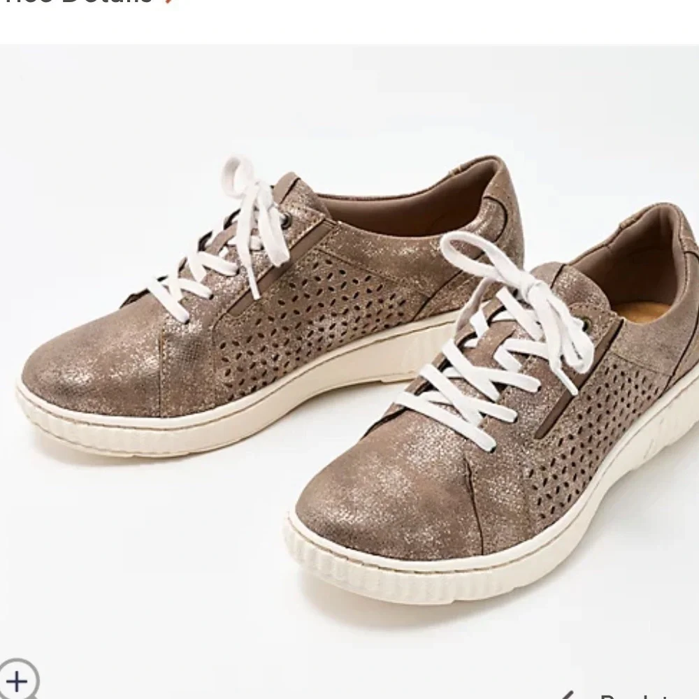 NWT CLARK Leather Textile Sneakers Caroline-Ella Metallic Women’s Size 6M
